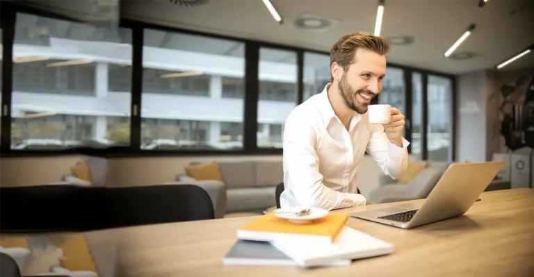 Business person receiving advice on accounting matters on his laptop
