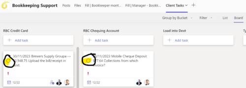 client tasks board view