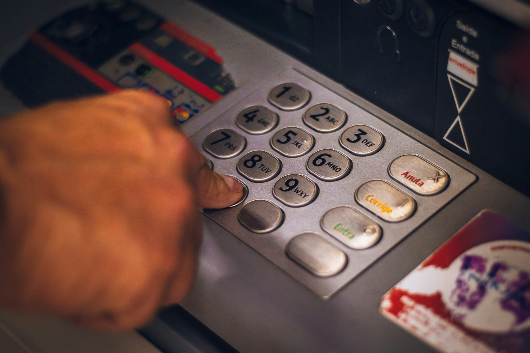Close-up of banking at an ATM